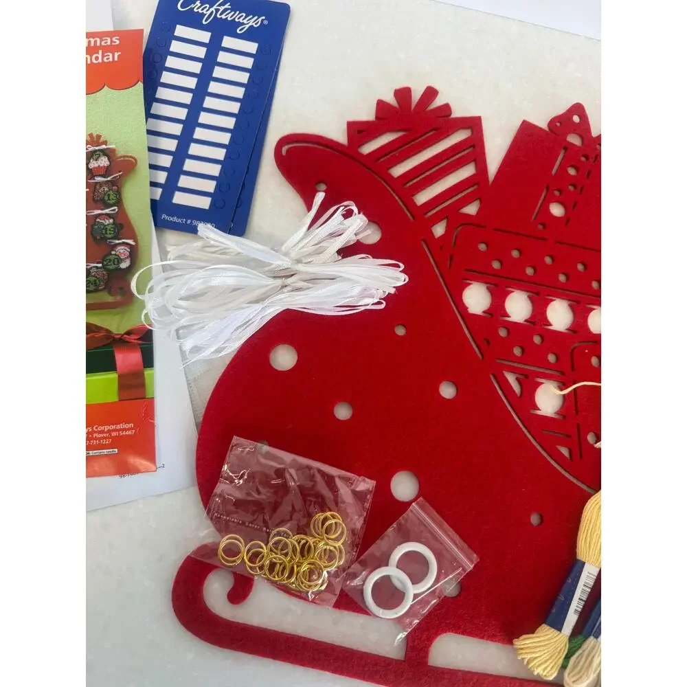 Craftways Merry Christmas Advent Calendar Plastic Canvas Kit 570120 Sleigh